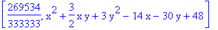 [269534/333333, x^2+3/2*x*y+3*y^2-14*x-30*y+48]